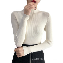 Pullover Autumn Winter Fashion Amazon Turtle Neck Long Sleeve  Tight Sweater Bottom Slim Fit Women Sweaters